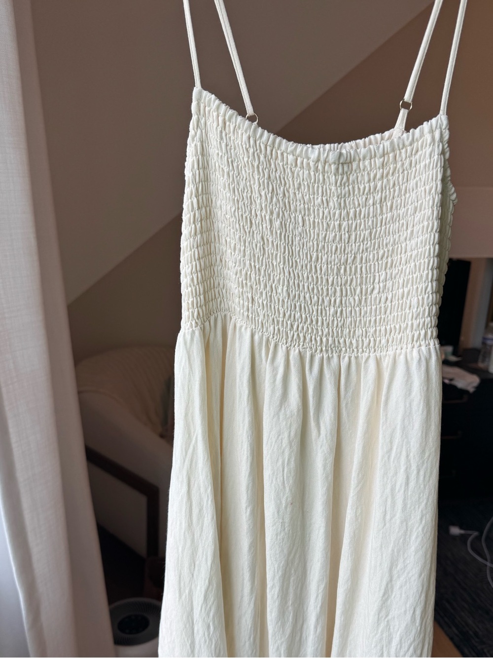 Z Supply Cream Smocked Maxi Dress with Spaghetti Straps